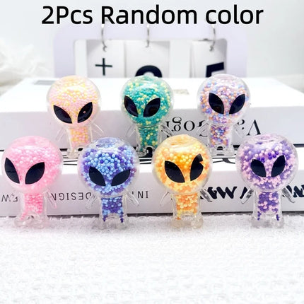 2Pcs Mini Squishy Alien Toys Alien Squeeze Toy Stress Relief Toy for Party Favors Funny Outer Space Creature Balls Fidget Toy