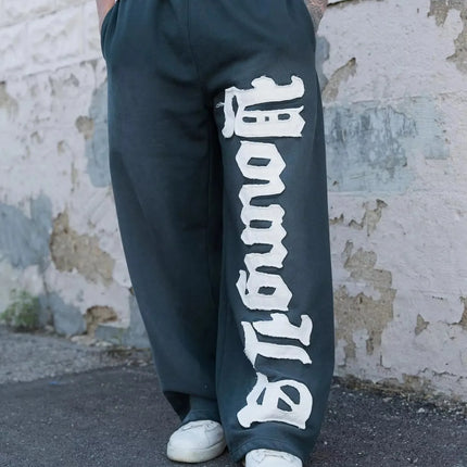 Man Young American trendy sweatpants collaboration anime joggers cotton terry print wide-leg casual pants hip-hop street pants