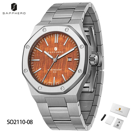 SAPPHERO Fashion Men's Watches Stainless Steel Business Watches Men's Waterproof Date Display Watches for Men