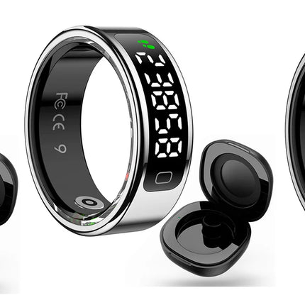 R11C Display Screen Smart Ring Men Women Gesture Swipe Video Smartring Charging Case Health Monitor Waterproof For Android IOS