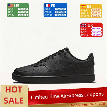 Nike Court Vision Low Minimalist Solid Color Durable Breathable Comfortable Low-Top Court Sneakers Unisex Style DH2987-002