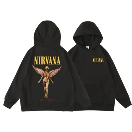 Classic Rock Band Nirvana Kurt Cobain Graphic Print Hoodie Men Women Loose Oversize Sweatshirt Streetwear Harajuku Wind Pullover