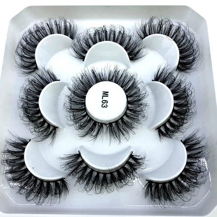 AMSDCN New 5-Pair 8-25mm Natural 3D Mink Eyelash Extension Eyelash Maquiagem