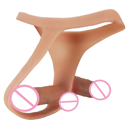 Double dildo Silicone double Penetration anal Strap on dildos For Lesbian Wearable chastity Pants Strapon Penis 18+Sex Toy women