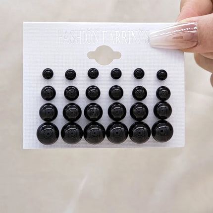 12 Pairs of Fashionable and Simple Pearl Imitation Women's Earring Set Suitable for Daily Wear, Holiday Gifts, Classic Jewelry