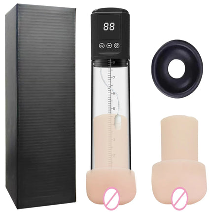 Electric Penis Pump Powerful Suction Led Display Penis Enlargement Enhance Delay Trainer Rechargeable Sex Toys for Men 18+