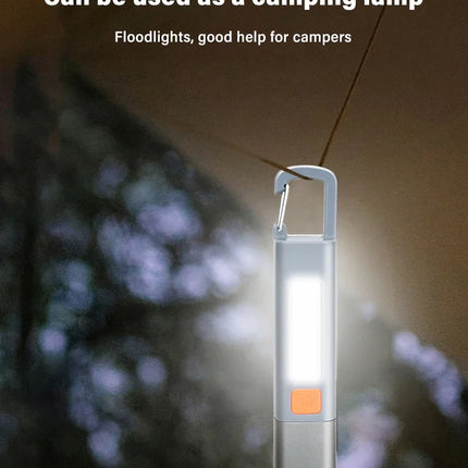 Strong Lighting ABS Flashlamp USB Rechargeable Zoomable Waterproof Outdoor EDC Torch with Hook  Long-range Emergency Lantern