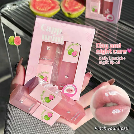 Guava Lip Care Set Fade Liplines Moisturizing Lip Balm Kit Hydrating Lip Gloss Relieve Dryness Soothing Lips Jelly Lips Mask Set