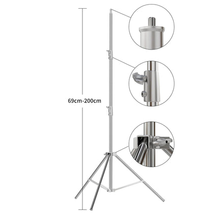 2/2.9M Tripod Super Stable Big Tripod Foldable Light Stand Lifting Frame Wheels Photography Softbox Photo Studio Stainless Steel