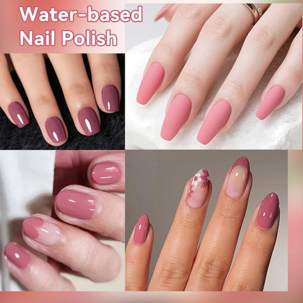 LILYCUTE 7ml Water-Based Nail Polish Pink Gittler Color Long Lasting Quick Drying No Need of Lamp to Cure Nail Supplies For Nail