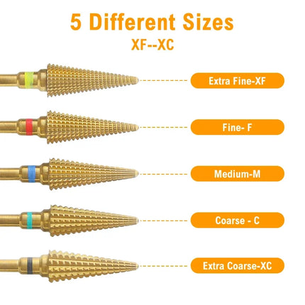 16mm Extra Long Triangle Cone Nail Drill Bits Gold Carbide Milling Cutter Gel Remover Grinding Manicure Tools Accessories 3/32"