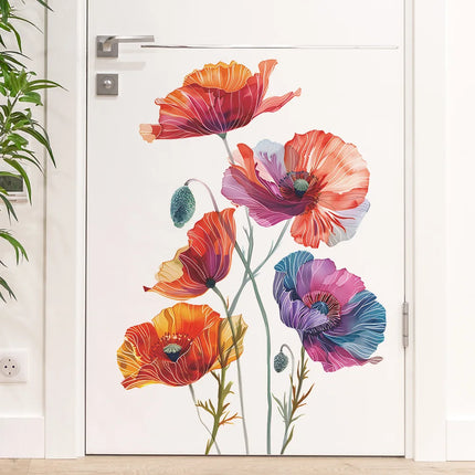 1Pc Painted Flowers Wall Stickers for Living Room Bedroom Background Wall Decor Home Decorative Stickers Wall Decals Mural