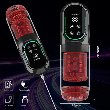 Enlargers LCD APP Penis pump Pocket Pussies Thrusting Rotating Vibrating Sucking Lickin 9 In 1 Multi-Functional Cook Exerciser