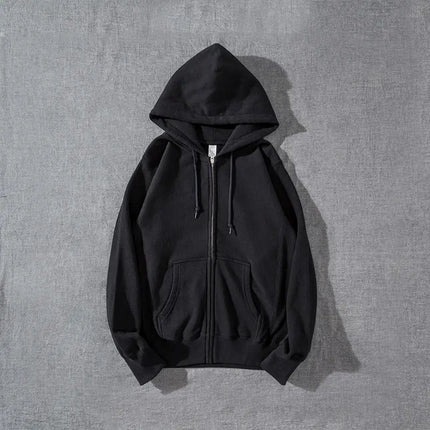 Good Quality Zip Hooded Women And Men Sweatshirt Navy Blue Cotton Casual Street Wear Loose Y2k Spring Autumn Solid Hoodie Jacket