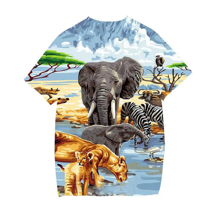 2024 Summer Children 3D Cartoon T-shirt for Boy Animal Printing Dinosaur Shark Boys T Shirt Girls Tops Tees Cartoon Kids Clothes