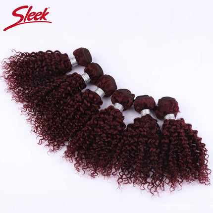 Brazilian Kinky Curly Human Hair Bundles 6Pcs 99J Jerry Curly Human Hair Extensions Topper Woman 100% Remy Human Hair Bundles