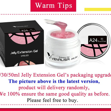 50ml TPO Free Jelly Nail Extension Gel Nail Builder French Nail Gum Venalisa Clear Natural Color Soak Off UV Construction Gel