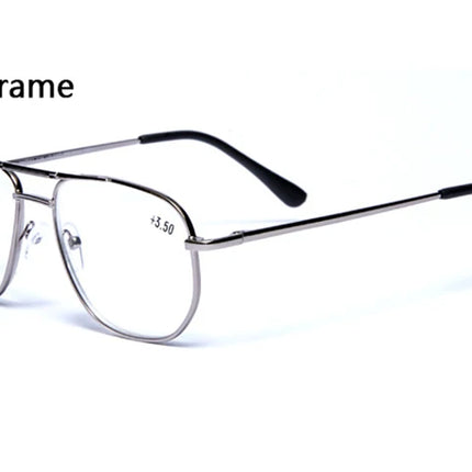 Unisex Stainless Steel Pilot Reading Glasses Women Men Anti Blue Light Presbyopic Eyeglasses Double Bridge Hyperopia Spectacles