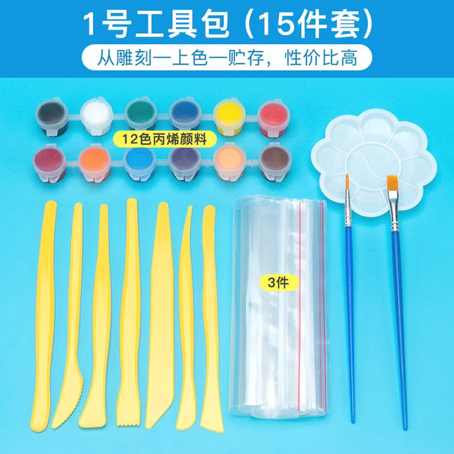 Air Dry Clay and Sculpturing Tool Children's Modeling Clay Plasticine Toy Polymer Clay for Model Craft Clay Slime Doll Figure