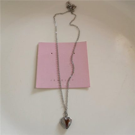 Goth Y2k Aesthetic Heart Locket Pendant Open Female Silver Color Stainless Steel Photo Frame Charm Necklace Women EMO Jewelry