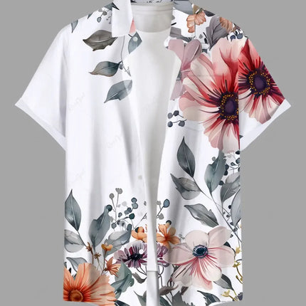Fashion Men's Hawaiian Shirts 3D Printed Short Sleeved Button Down Lapel Shirts Oversized Tops Summer Casual Aloha Shirt For Men