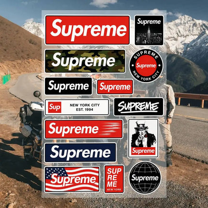 S-U-P-R-eM-e Aesthetic Graffiti Waterproof PVC Stickers for Car Motorcycle Skateboard Helmet Notebook