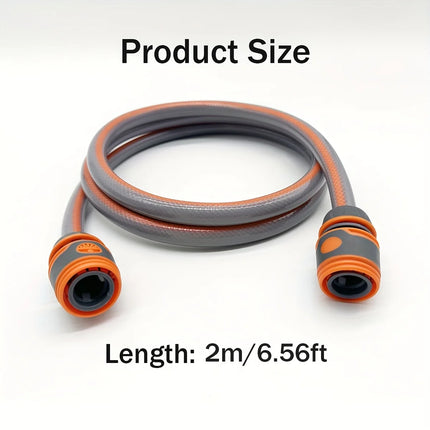 2m/6.56ft Quick Connect Garden Hose - 1/2 Inch Extension with Shower Nozzle for Watering, Pet & Car Washing