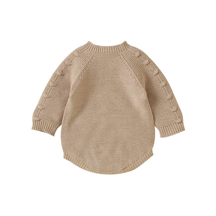 Baby Sweater Rompers Solid Color Knitted Toddler Long Sleeve Jumpsuit for Newborn Infant Cute Clothes