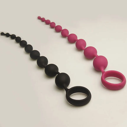 Silicone Anal Beads Sex Toys,10 Increasing Size Balls Anus Butt Plug,Analplug Buttplug Butplug With Easy Pull Loop Handle