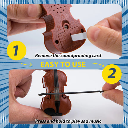 World's Tiniest Violin with Sound Playable Miniature Violin Original Sad Music Pocket-Sized Tiny Violin Christmas Gag Gift for O