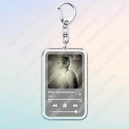 Popular French Rapper JUL Music Songs Keychains for Women Accessories Bag Oh Qu'elle Est Belle Code Keyings Jewelry Fans Gifts