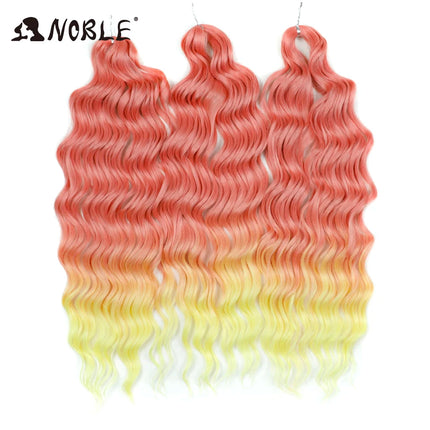 Noble Braiding Hair Extensions 24 Inch Synthetic Hair Water Wave Ombre Rainbow color Deep Wave Curl Twist Crochet Hair Extension