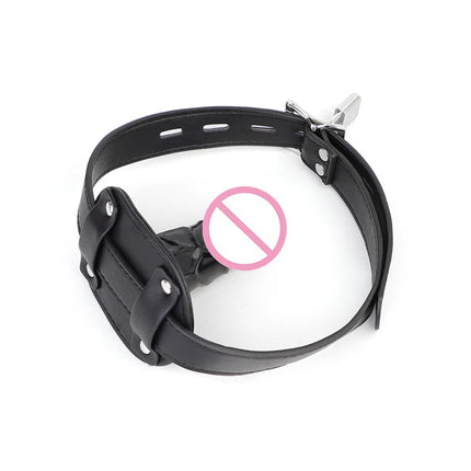 Leather Silicone Penis Mouth Ball Gag With Lock Bondage Restraints Oral Dildo Plug Harness For Couple Sex Game Sex Toy