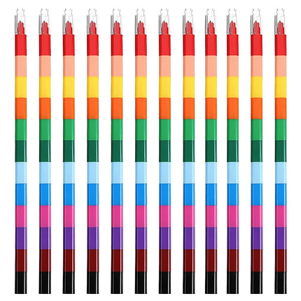 Rainbow Crayon 12-Color Stackable Crayons Painting Stationery Fun Building Blocks Crayon Birthday Festival Gift for Boy Girl ZYF