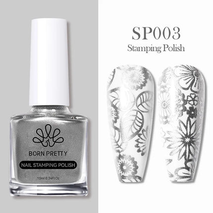 BORN PRETTY 10m Stamping Nail Polish White Black Gold Red Colorful Nail Art Printing Varnish DIY for Nail Plate Design Varnish