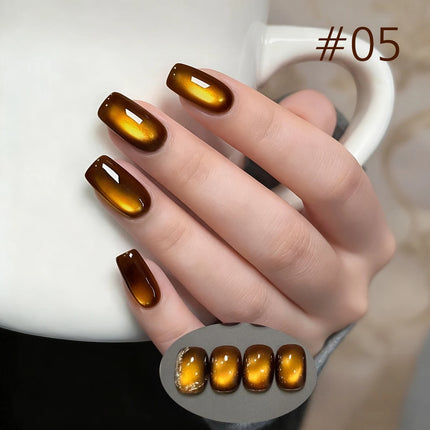 MN 10ml 1-12pcs 2025 Autumn Blue Brown Cat Eye Gel Nail Polish Popular Flash Chocolate Glass Beads Nails Black Nails Christmas