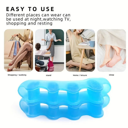 2 soft touch silicone toe spacers, reusable toe spacers for feet