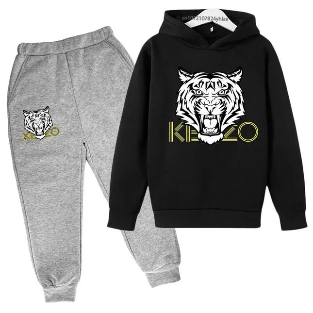 Tiger Head Kids Spring Autumn Leisure Fashion 2pcs Hoodie Sweatshirts+Pants Suits 3-13 Years Boys Girls Outfits Children Clothes