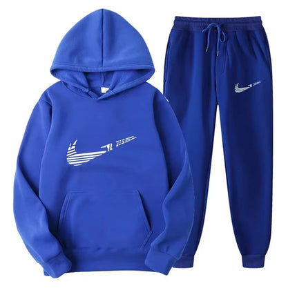 Men Tracksuit 2 Pieces Sets Hooded Sweatshirt +Drawstring Pants Male Hoodies Running Sportswear Men Women Autumn Sportwear