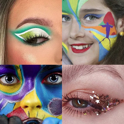 42 Colors Water Soluble Face Body Painting Set UV Neon Glitter Face Paint Art Halloween Christmas Party Body Paint Makeup Kit
