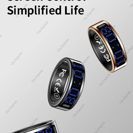 SR16 Smart Ring Men Women LED Dynamic Display Screen Heart Rate Blood Oxygen Monitoring 5ATM Waterproof Multi Sports Modes Gifts