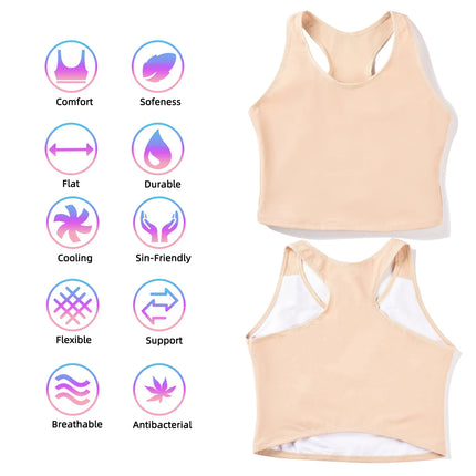 XUJI Transgender FTM Breathable Half Chest Binder Tank Top