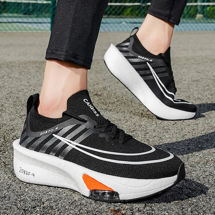 Men's Lightweight Running Shoes - Breathable Low-Top Sneakers with Cushioned Soles, Arch Support, and Anti-Slip Texture - Knit Fabric and Mesh Design, Suitable for Marathon, Gym, Jogging, and Gymnastics - Gradient Color - Sne