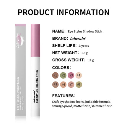 Eyeshadow Stick Colorful Shimmer Glitter Matte High Pigmented Waterproof Cream Eyes Shadow Pencil Long Lasting Makeup Cosmetic