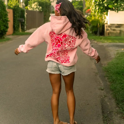Combhasaki Women Y2K Turtle Embroidered Long Sleeve Hooded Sweatshirt with Kangaroo Pocket Drop Shoulder Loose Fit Pullover Tops