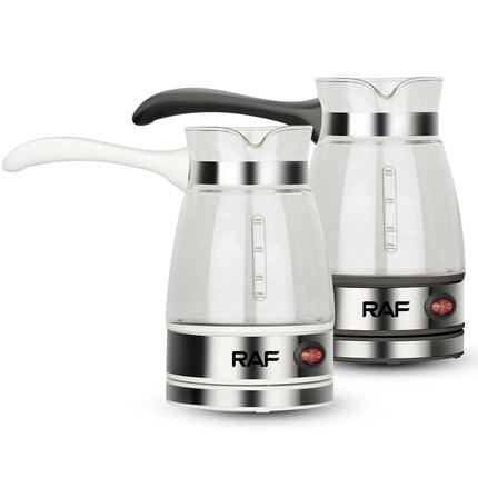 Electric Coffee Maker Glass Turkish Coffee Pot Italian Mocha Tea Milk Heating Machine Portable for Household Office 5-6 Cups