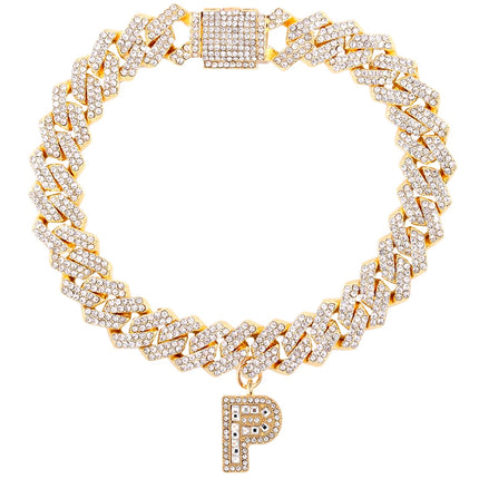 New 14MM Iced Out Cuban Chain 26 Initial Letter Anklets for Women Bling Paved Rhinestone Hip Hop Ankle Bracelet Barefoot Jewelry