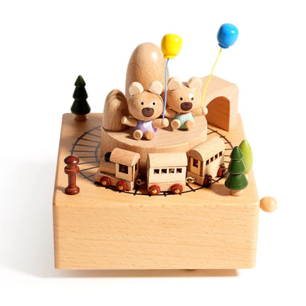 Wooden Material Wooden Carousel Music Box Ballet Dancing Girl Rotating Carousel Rotatable Music Box Vintage Style Retro Design