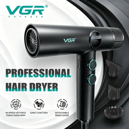 VGR Hair Dryers Professional Air Blower Negative Ion Hair Dryer 110000 RPM Hair Dryer Machine BLDC Motor Barber Salon V-401