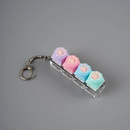 Cat Claw Button Decompression Toy Mechanical Keyboard 4-Key Shaft Tester Luminous Decompression Button Keyboard Keychains